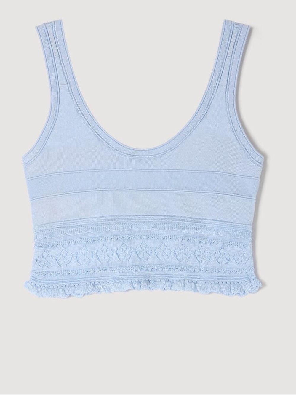 Sandro POINTELLE KNIT CROP TOP Baby Blue Size 1 (S)